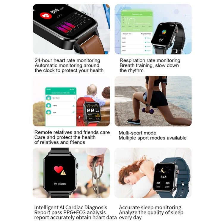 LOANIY E86 1.7 Inch Heart Rate Monitoring Smart Bluetooth Watch, Color: Brown Leather Eurekaonline