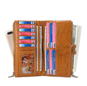 Ladies Genuine Leather Long Wallet Anti-theft Card Bag Multifunctional Clutch Bag(Red) Eurekaonline