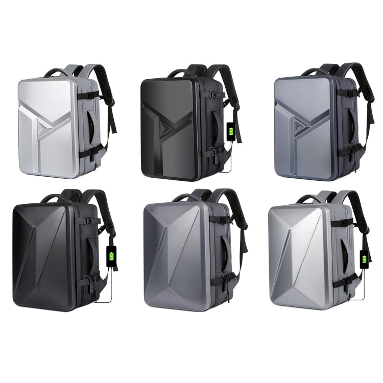 Large-capacity Waterproof Expandable Hard Shell Backpack with USB Charging Hole(161 Black) Eurekaonline