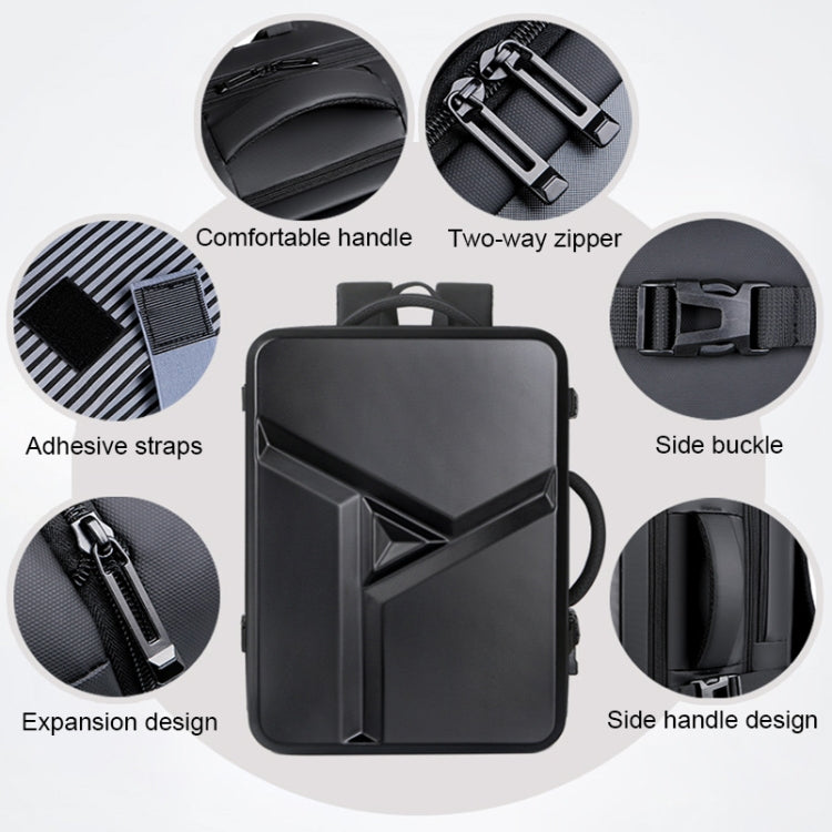 Large-capacity Waterproof Expandable Hard Shell Backpack with USB Charging Hole(161 Black) Eurekaonline
