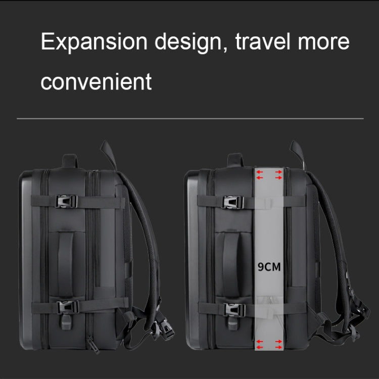 Large-capacity Waterproof Expandable Hard Shell Backpack with USB Charging Hole(161 Black) Eurekaonline