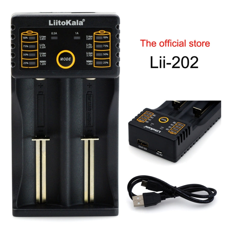 LiitoKala lii-202 USB Output Intelligent Battery Charger for Li-ion IMR 18650, 18490, 18350, 17670, 17500, 16340(RCR123), 14500, 10440 Eurekaonline