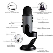 Logitech Blue Yeti USB Condenser Microphone(Silver) Eurekaonline