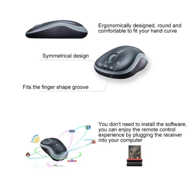 Logitech M185 2.4GHz 3-keys 1000DPI Wireless Optical Mouse, Wireless Range: 10m (Blue) Eurekaonline
