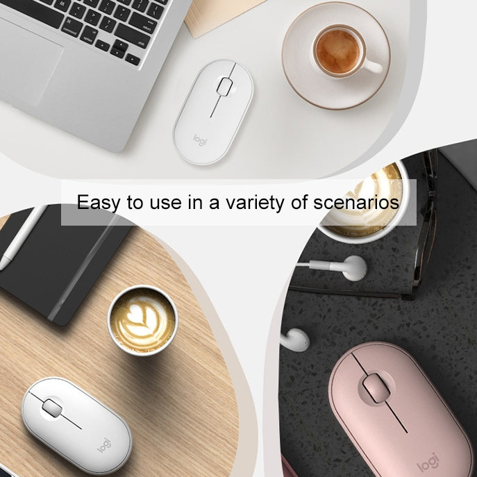 Logitech Pebble Cobblestone Shape Thin 3-keys 1000DPI Mute Wireless Bluetooth Optical Mouse, Wireless Range: 10m (Pink) Eurekaonline