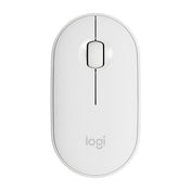 Logitech Pebble Cobblestone Shape Thin 3-keys 1000DPI Mute Wireless Bluetooth Optical Mouse, Wireless Range: 10m (White) Eurekaonline