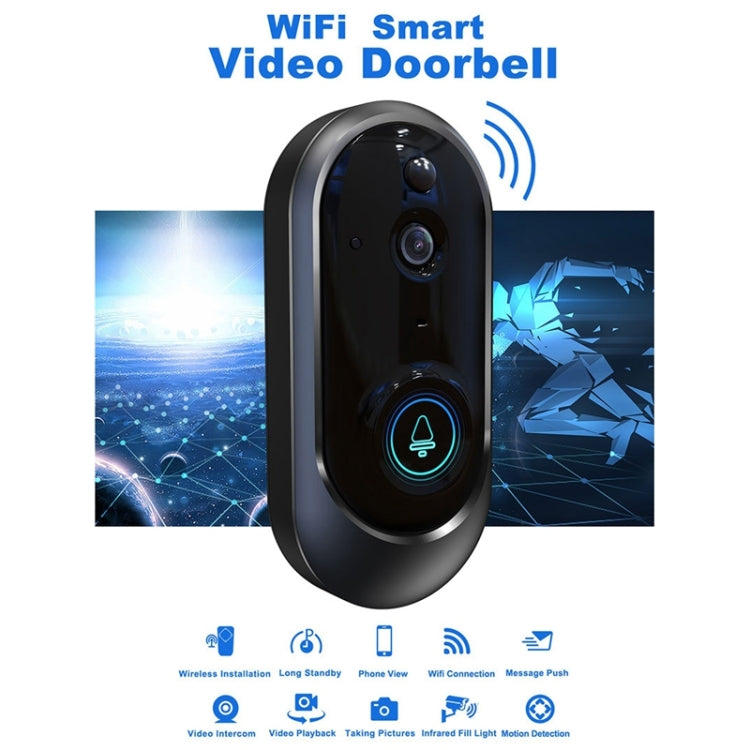 M108 720P 6400mAh Smart WIFI Video Visual Doorbell,Support Phone Remote Monitoring & Real-time Voice Intercom (Black) Eurekaonline