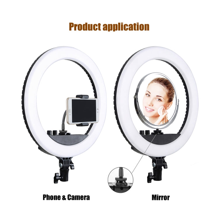 MANTOO RL-18 II 100-240V 55W 18 inch Two-color Dimmable Ring Fill Light with Tripod Eurekaonline