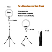 MANTOO RL-18 II 100-240V 55W 18 inch Two-color Dimmable Ring Fill Light with Tripod Eurekaonline