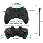 MB-P913 PC Six-Axis Somatosensory Back Key Programming Dual Vibration Bluetooth Gamepad For PS4 Pro(Black) Eurekaonline