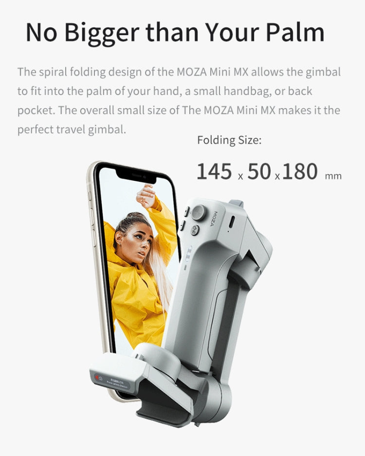 MOZA Mini MX 3 Axis Foldable Handheld Gimbal Stabilizer for Action Camera and Smart Phone(Grey) Eurekaonline