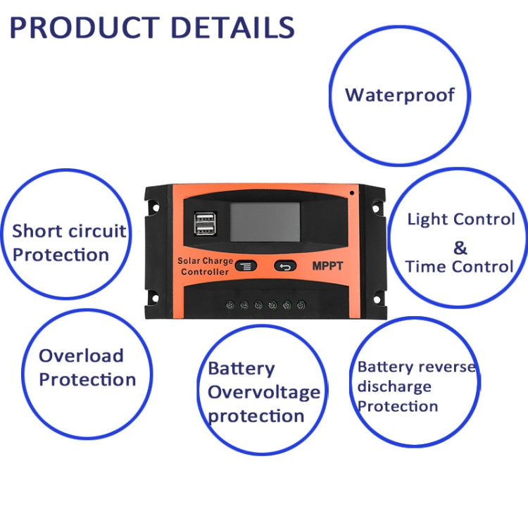 MPPT 12V/24V Automatic Identification Solar Controller With USB Output, Model: 60A Eurekaonline
