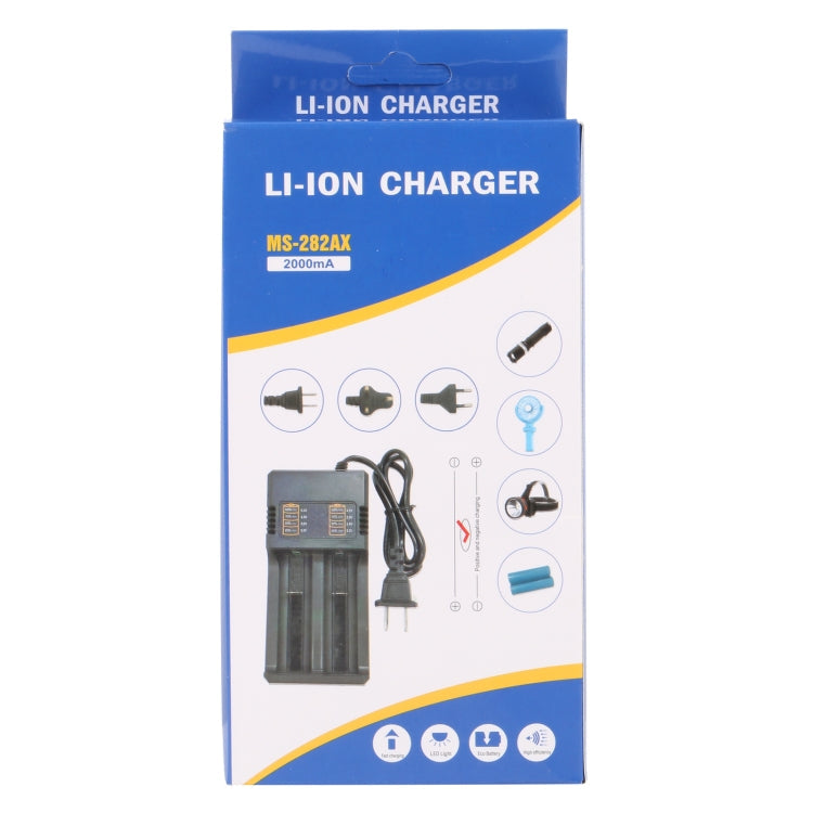 MS-282AX 2-Slot Lithium Battery Charger For 18650 / 26650 / 14500 / 16340 / 18500 Lithium Batteries, US Plug Eurekaonline