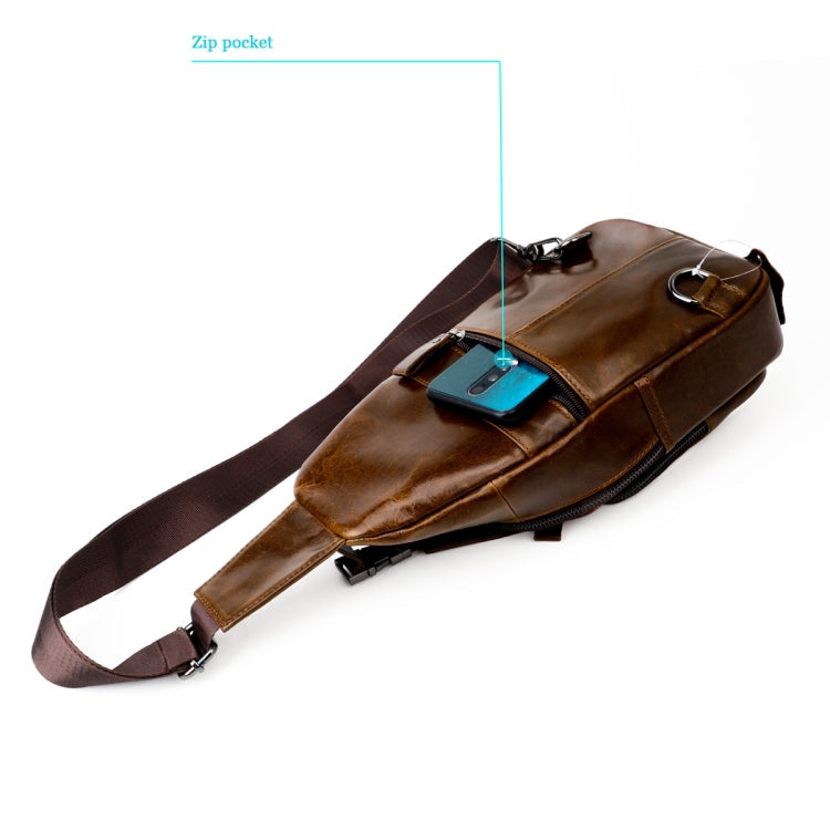 Men Leather Chest Bag Retro Shoulder Bag(Coffee) Eurekaonline