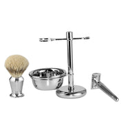 Men Manual Vintage Metal Shaver Stand Set(Silver) Eurekaonline
