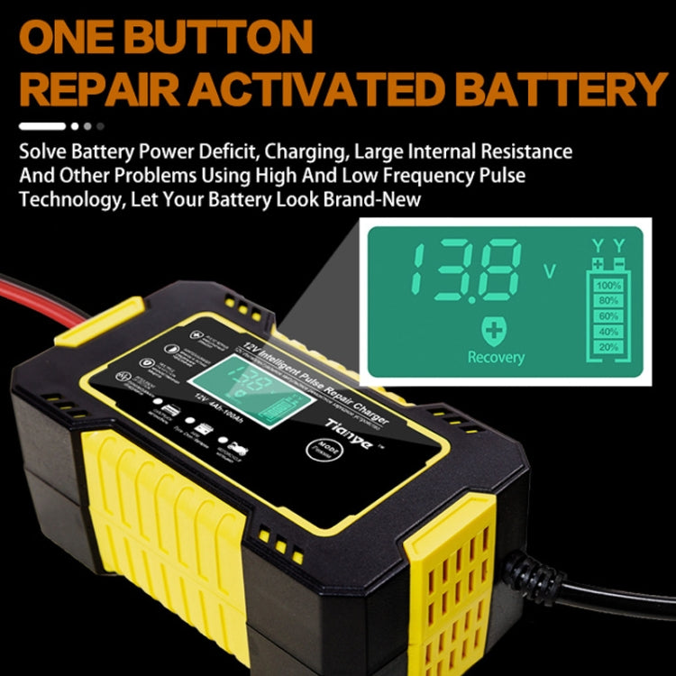 Motorcycle / Car Battery Smart Charger with LCD Creen, Plug Type:UK Plug(Yellow) Eurekaonline