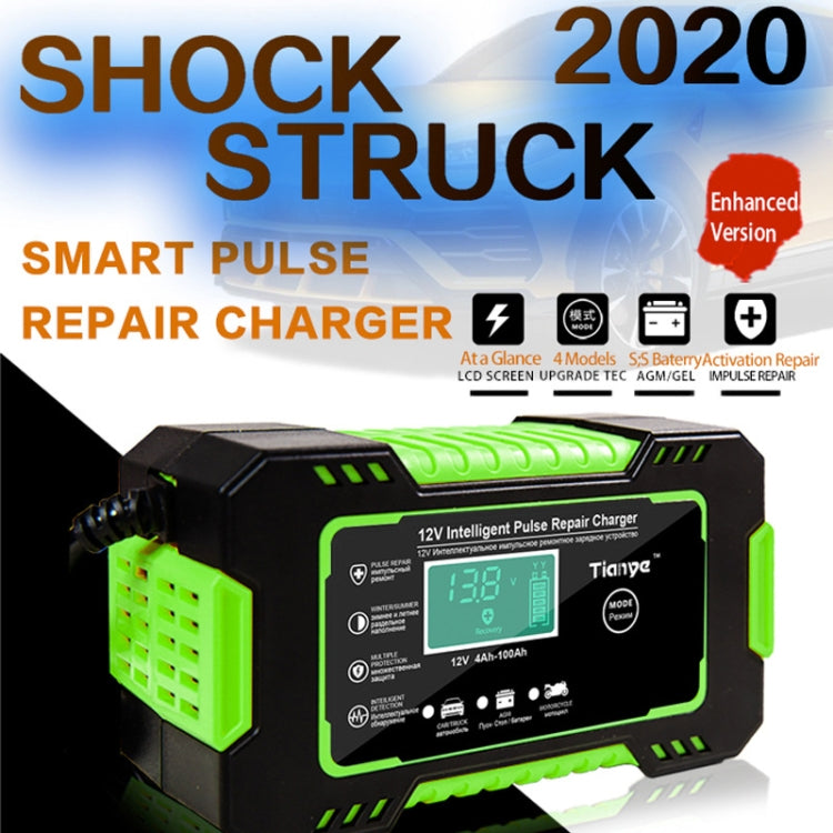 Motorcycle / Car Battery Smart Charger with LCD Screen, Plug Type:EU Plug Eurekaonline