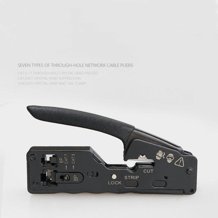 Multifunctional Seven-type Through-hole Crystal Head 6P8P Wire Stripping Network Tool Extrusion Crimping Wire Network Cable Pliers Eurekaonline
