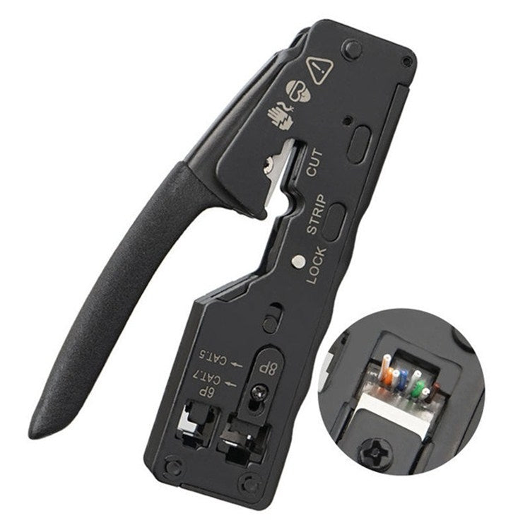 Multifunctional Seven-type Through-hole Crystal Head 6P8P Wire Stripping Network Tool Extrusion Crimping Wire Network Cable Pliers Eurekaonline