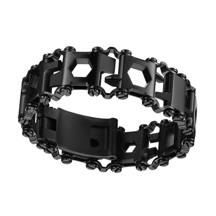 Multifunctional Stainless Steel Outdoor Survive Tool Bracelet for Men(Narrow Black) Eurekaonline
