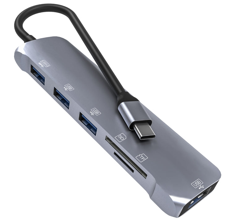 NK-3043H 6 in 1 USB-C / Type-C to TF / SD Card Slot + USB 3.0 + 3 USB 2.0 Female Adapter Eurekaonline