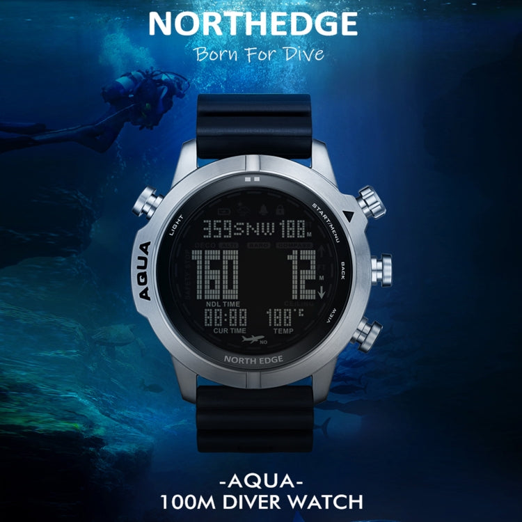 NORTH EDGE AQUA 100m Waterproof Scuba Diver Smart Watch, Support Luminous Display & Compass Mode Eurekaonline