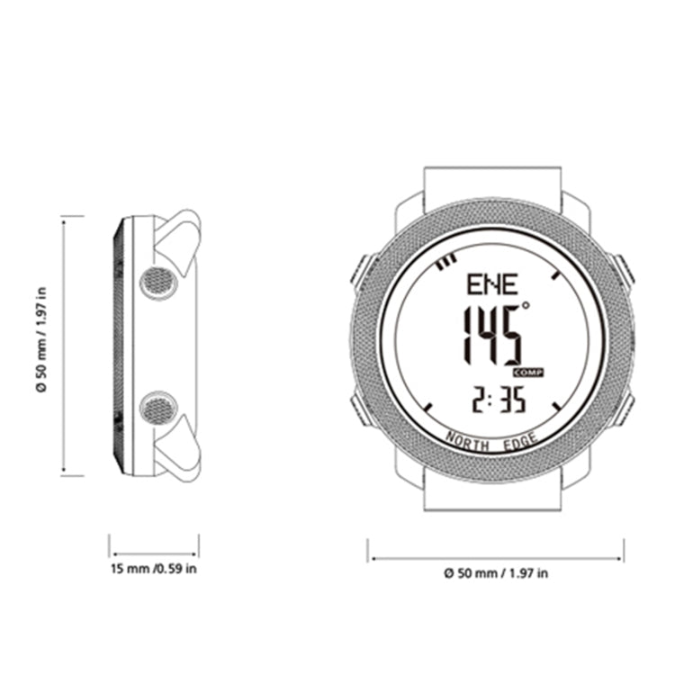 NORTH EDGE Multi-function Waterproof Outdoor Sports Electronic Smart Watch, Support Humidity Measurement / Weather Forecast / Speed Measurement, Style:Silicone Strap(Black) Eurekaonline