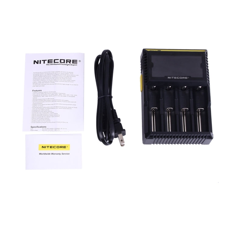 Nitecore D4 Intelligent Digi Smart Charger with LCD Display for 14500, 16340 (RCR123), 18650, 22650, 26650, Ni-MH and Ni-Cd (AA, AAA) Battery Eurekaonline