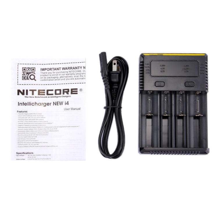 Nitecore NEW i4 Intelligent Digi Smart Charger with LED Indicator for 14500, 16340 (RCR123), 18650, 22650, 26650, Ni-MH and Ni-Cd (AA, AAA) Battery Eurekaonline