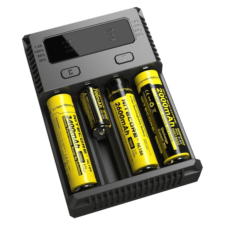 Nitecore NEW i4 Intelligent Digi Smart Charger with LED Indicator for 14500, 16340 (RCR123), 18650, 22650, 26650, Ni-MH and Ni-Cd (AA, AAA) Battery Eurekaonline