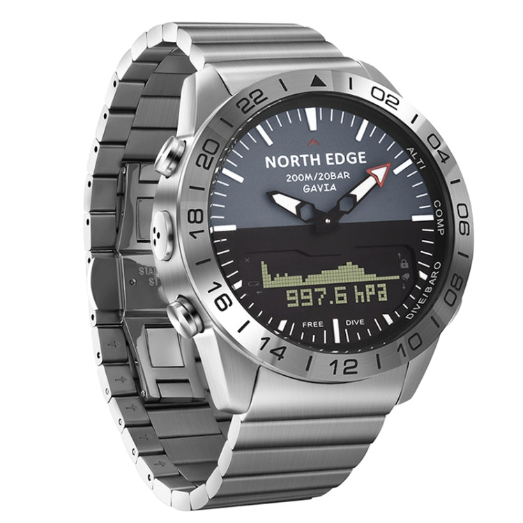 North Edge GAVIA Men Outdoor Sport 50m Waterproof Smart Digital Watch Diving Watch, Support Barometer & Pedometer(Silver) Eurekaonline