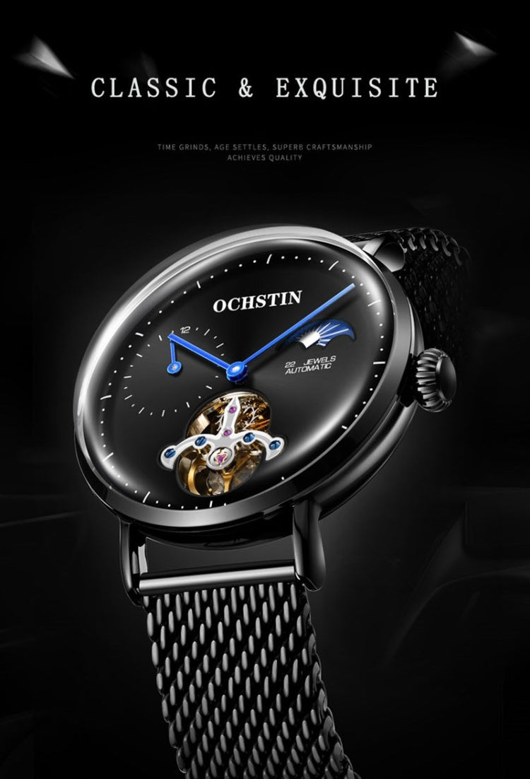 OCHSTIN 6121 Flywheel Mechanical Watch Fashion Hollow Full Automatic Mechanical Watch Business Men Watch Stainless Steel Watch  Waterproof Watch(White) Eurekaonline