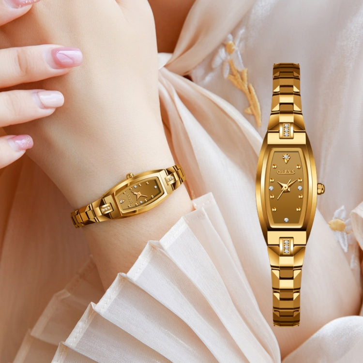 OLEVS 5501 Diamond Small Dial Tungsten Steel Bracelet Quartz Watch for Ladies(Gold) Eurekaonline