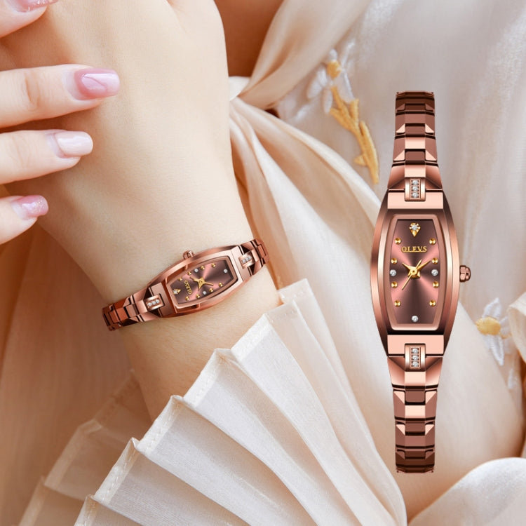 OLEVS 5501 Diamond Small Dial Tungsten Steel Bracelet Quartz Watch for Ladies(Rose Gold) Eurekaonline