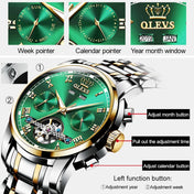OLEVS 6607 Multi-function Men Big Flywheel Automatic Waterproof Mechanical Watch(Silver Gold Blue) Eurekaonline