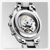 OLEVS 6667 Multifunction Waterproof Luminous Mechanical Men Watch(Steel Band+Gold White) Eurekaonline