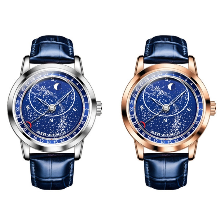 OLEVS 9923 Luminous Starry Dial Automatic Mechanical Men Watch(Silver) Eurekaonline
