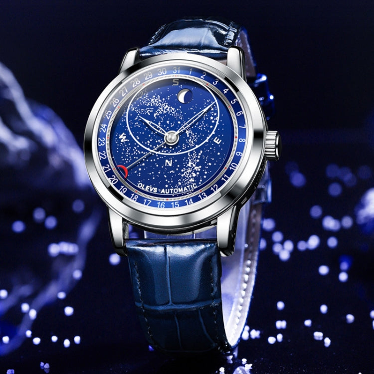 OLEVS 9923 Luminous Starry Dial Automatic Mechanical Men Watch(Silver) Eurekaonline