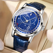 OLEVS 9923 Luminous Starry Dial Automatic Mechanical Men Watch(Silver) Eurekaonline