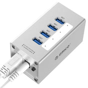 ORICO A3H4 Aluminum High Speed 4 Ports USB 3.0 HUB with 12V/2.5A Power Supply for Laptops(Silver) Eurekaonline