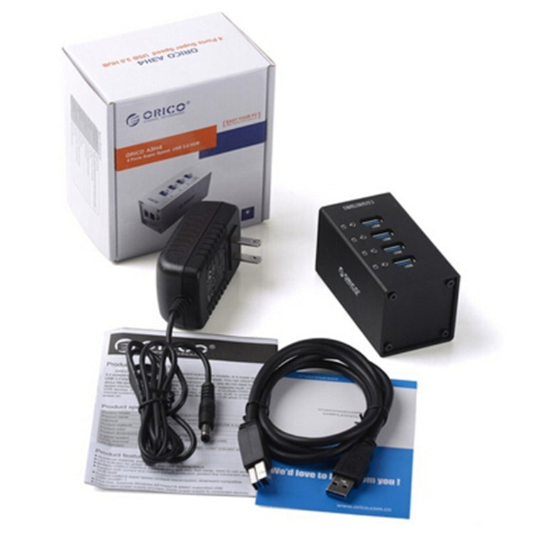 ORICO A3H4 Aluminum High Speed 4 Ports USB 3.0 HUB with 12V/2.5A Power Supply for Laptops(Silver) Eurekaonline