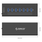 ORICO A3H7 Aluminum High Speed 7 Ports USB 3.0 HUB with 12V/2.5A Power Supply for Laptops(Black) Eurekaonline