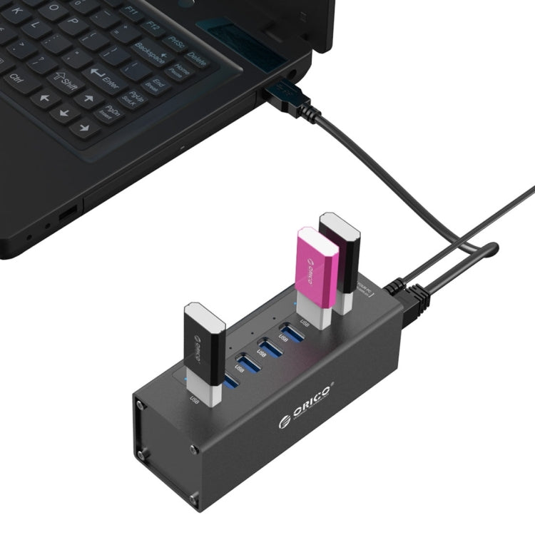 ORICO A3H7 Aluminum High Speed 7 Ports USB 3.0 HUB with 12V/2.5A Power Supply for Laptops(Black) Eurekaonline