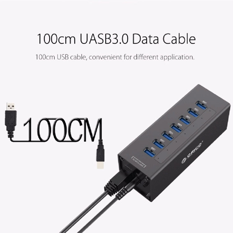 ORICO A3H7 Aluminum High Speed 7 Ports USB 3.0 HUB with 12V/2.5A Power Supply for Laptops(Black) Eurekaonline