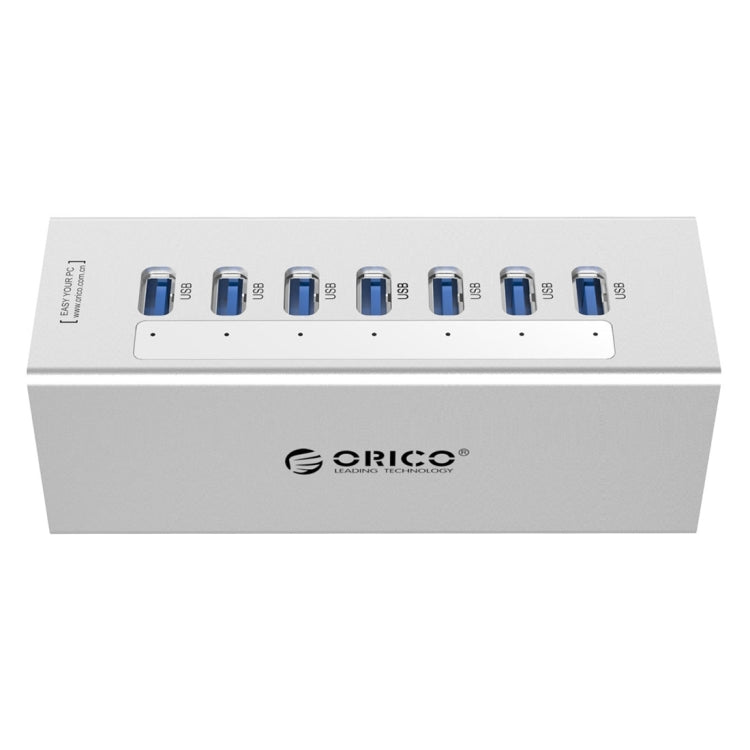ORICO A3H7 Aluminum High Speed 7 Ports USB 3.0 HUB with 12V/2.5A Power Supply for Laptops(Silver) Eurekaonline