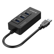 ORICO HR01-U3 ABS 3 Ports USB3.0 HUB Splitter with External RJ45 Gigabit Ethernet Network Card 5 Gbps for Laptops / Desktop / Ultrabook etc.(Black) Eurekaonline