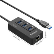 ORICO HR01-U3 ABS 3 Ports USB3.0 HUB Splitter with External RJ45 Gigabit Ethernet Network Card 5 Gbps for Laptops / Desktop / Ultrabook etc.(Black) Eurekaonline