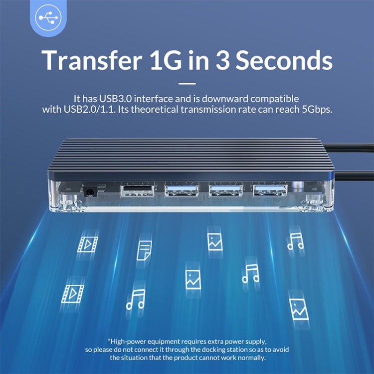 ORICO WB-11P 10 in 1 Type-C Transparent HUB Eurekaonline