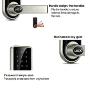 OS8818 Password + Key + Sensor Card Zinc Alloy Electronic Door Lock Touch Screen Electronic Code Lock Eurekaonline