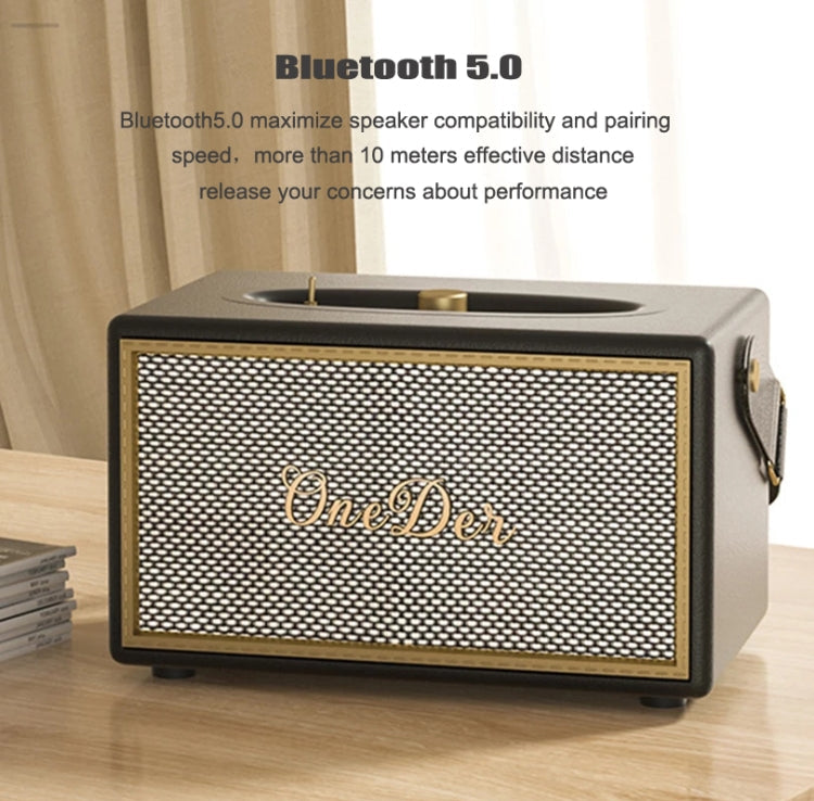 Oneder D6 40W Retro Classic Wooden Portable Outdoor Bluetooth Speaker(Black) Eurekaonline